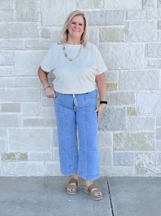 Entro Solid Short Sleeve Round Neck Top