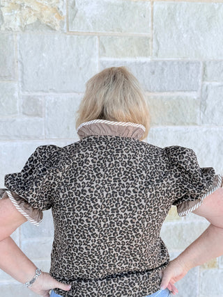 Entro Leopard Print Puff Sleeve Top