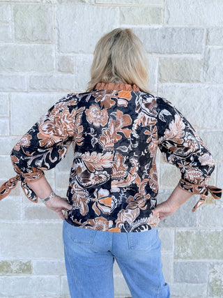 Entro Floral Print 3/4 Sleeve Top