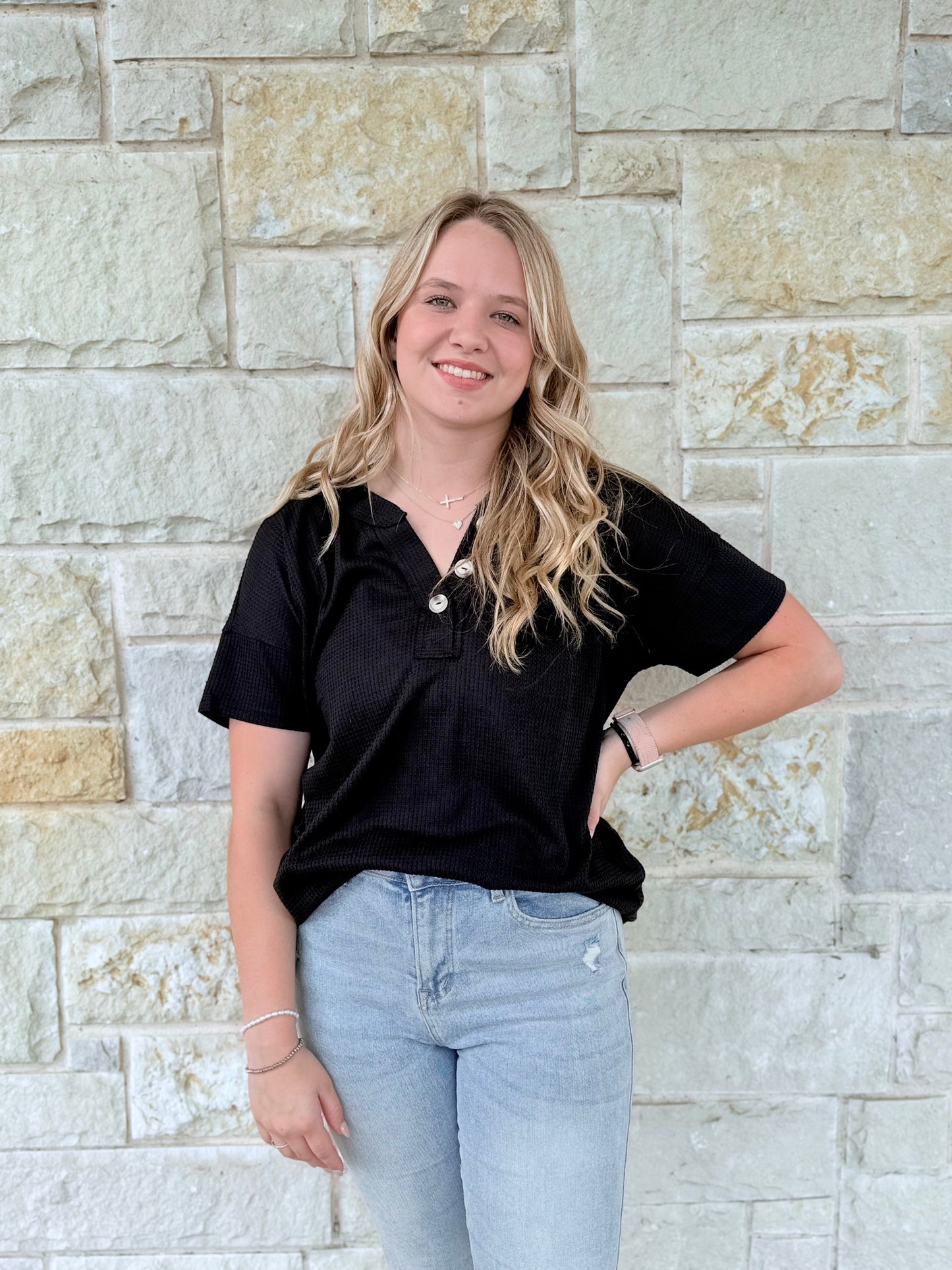 Button Down Short Sleeve Top