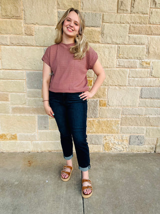 ROUND NECK WRINKLE S/S TOP