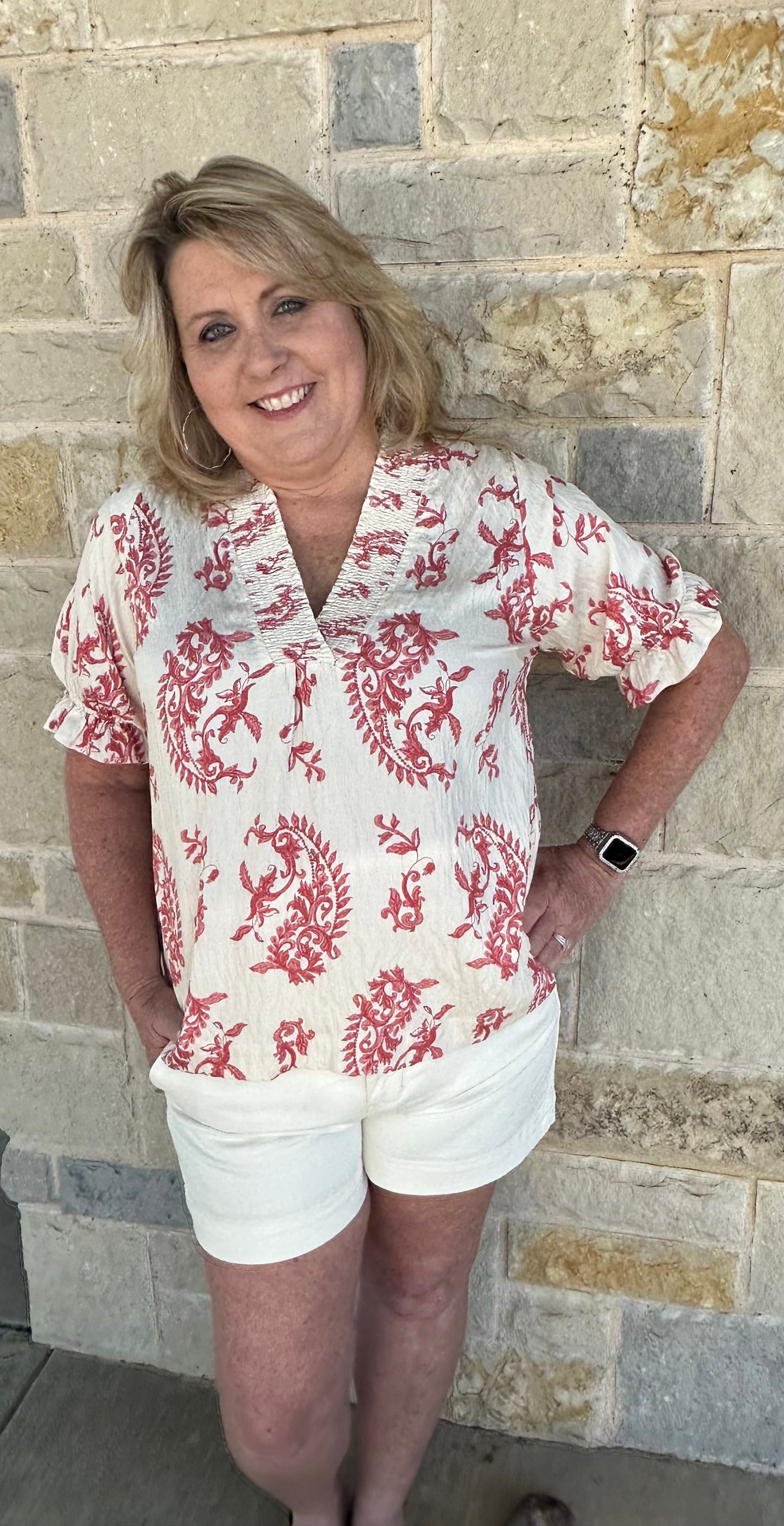 Red Mix Umgee Blouse