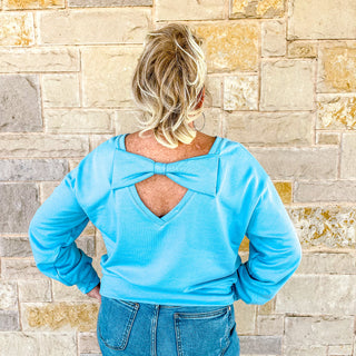 Bow Back Round Neck Sweatshirt