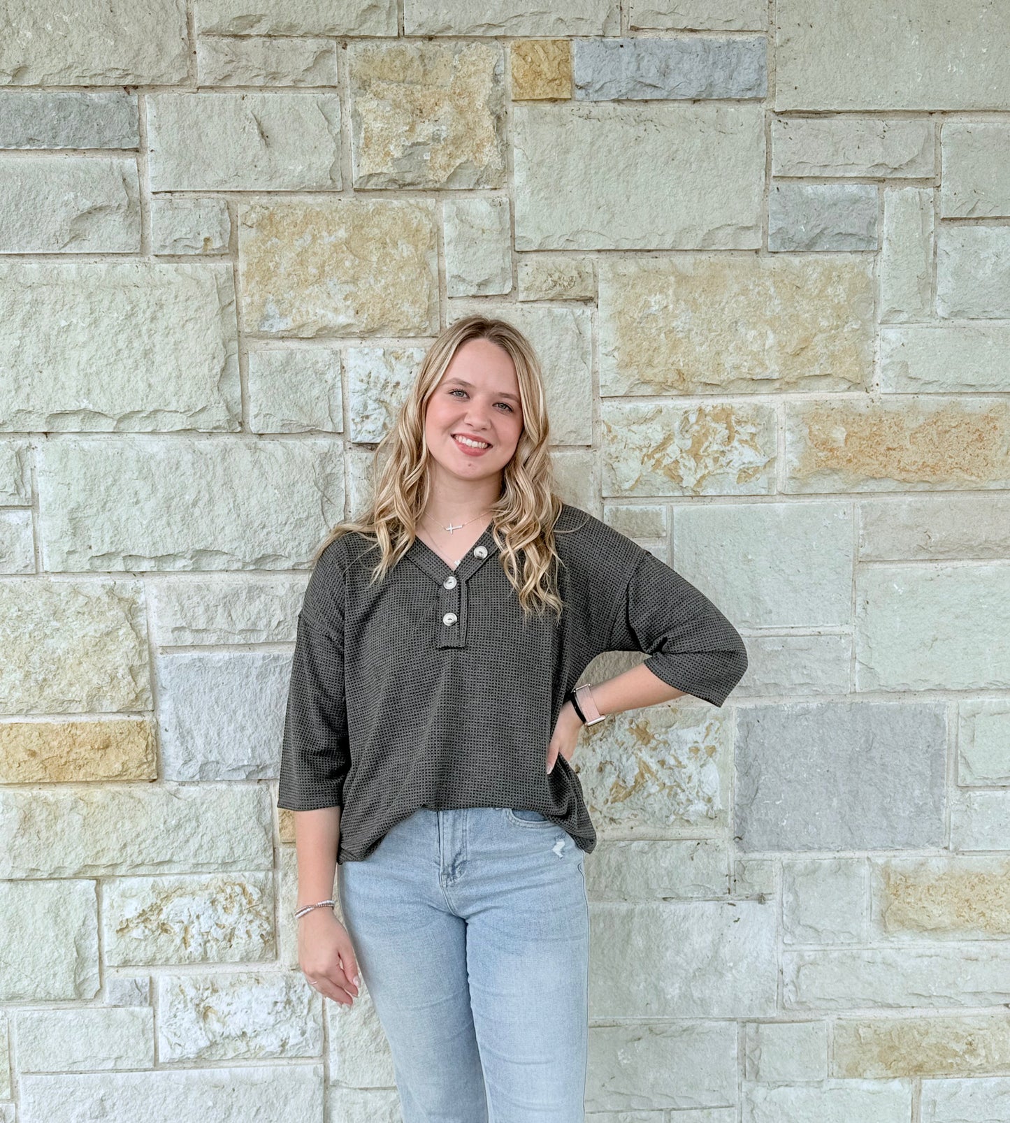 3/4 V-Neck Thermal Top