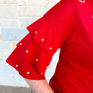 Heart Top with Pearl Ruffle Sleeves
