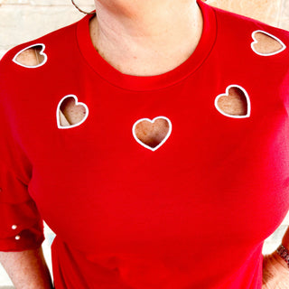 Heart Top with Pearl Ruffle Sleeves