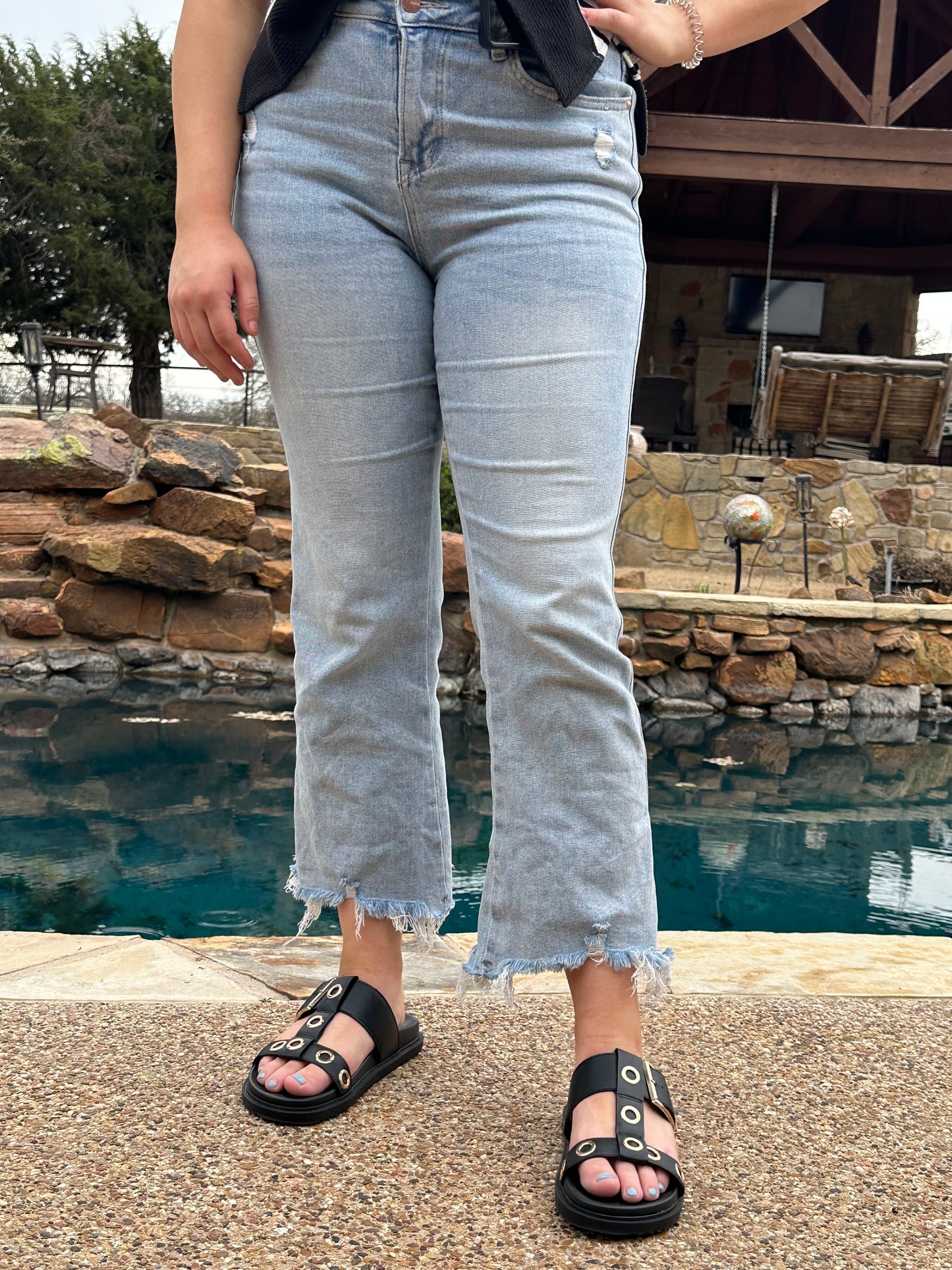 Mica high-rise crop flare jeans