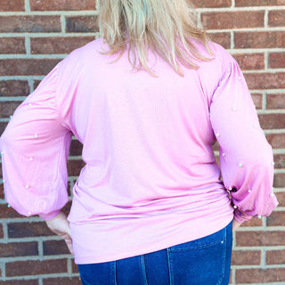 Pearl Embellished Long Sleeve Top