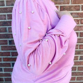 Pearl Embellished Long Sleeve Top