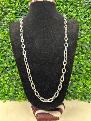 Long Silver Chain Necklace