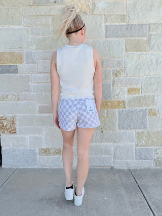Mica Retro Chess Print High - Rise Shorts - Double K Boutique, LLC