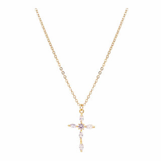 Cz Oval Cut Cross Pendant Necklace