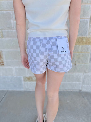 Mica Retro Chess Print High - Rise Shorts - Double K Boutique, LLC