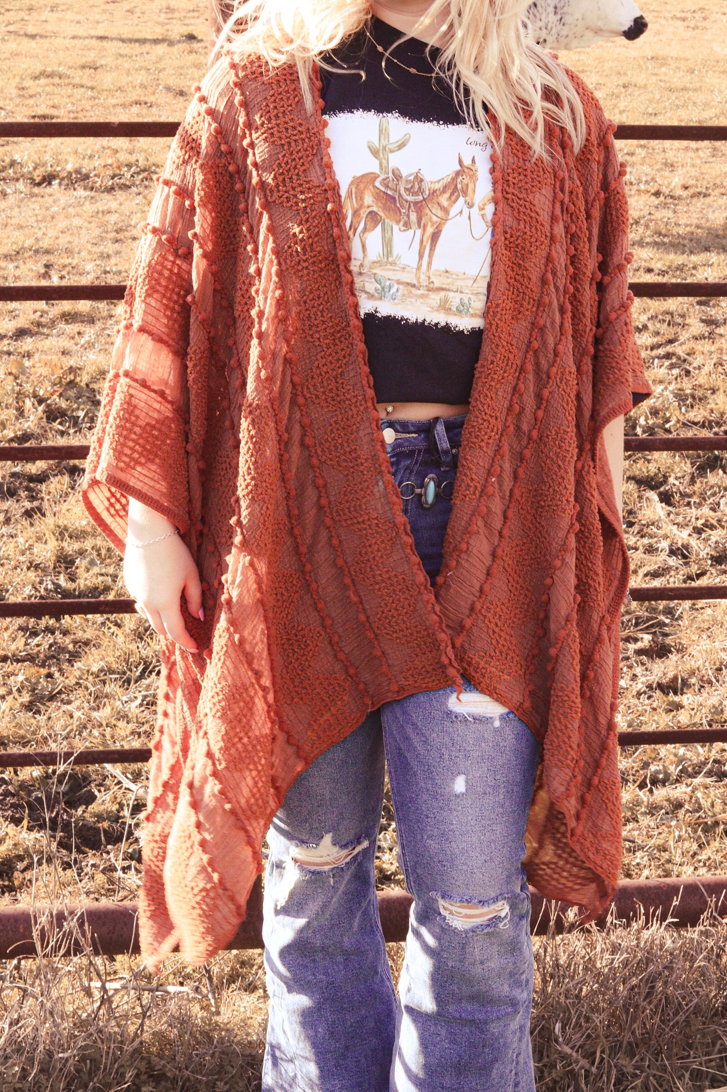 Reagan Rust Knit Kimono