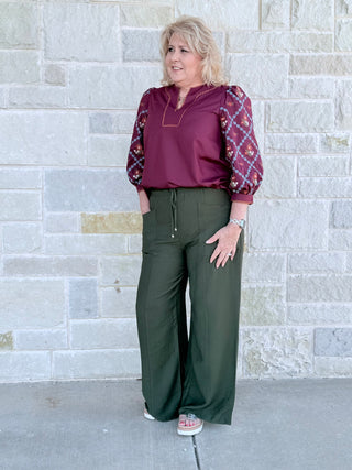 Entro 3/4 Embroidered Sleeve Top