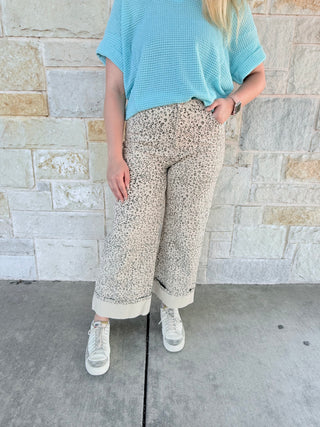 Leopard Print H/W Wide Leg Pants