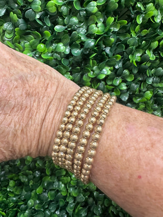 GOLD BEADED STRETCH 5 PIECE BRACELET SET