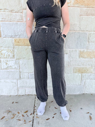 Mineral Wash Wrap - Front Crop & Jogger 2 - Piece Set - Double K Boutique, LLC