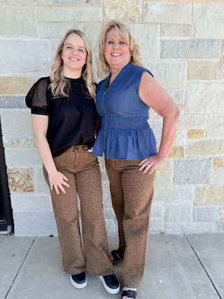 Wild Icon High-Waisted Leopard Wide Leg Jeans