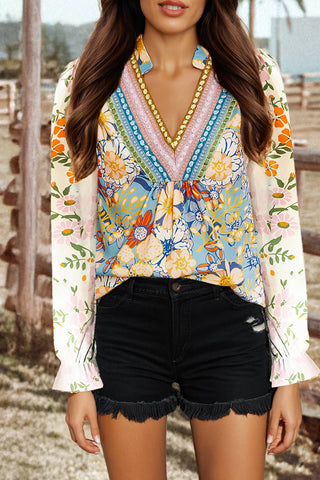 Crochet Boho Half & Long Sleeve Floral Top