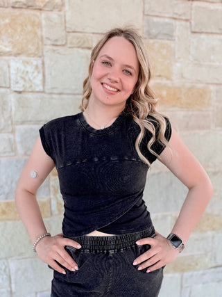 Mineral Wash Wrap - Front Crop & Jogger 2 - Piece Set - Double K Boutique, LLC