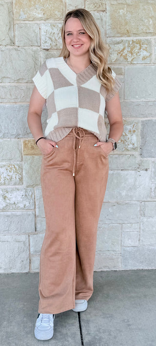 Entro Faux Suede Wide Leg Pant