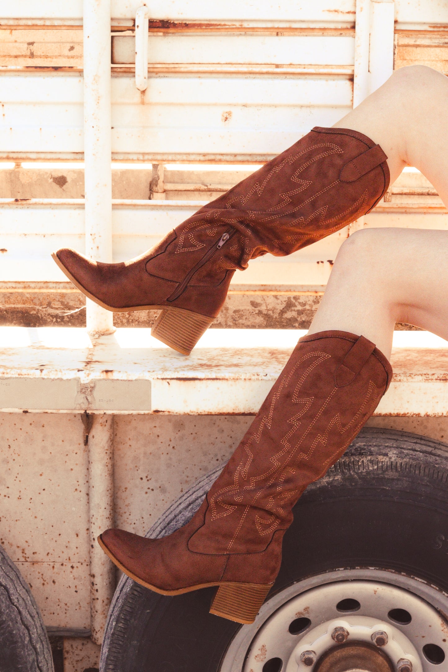 Upwind Chic Brown Suede Cowboy Boots