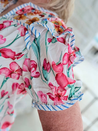 Rowan Effortless Floral Chiffon Blouse - Double K Boutique, LLC