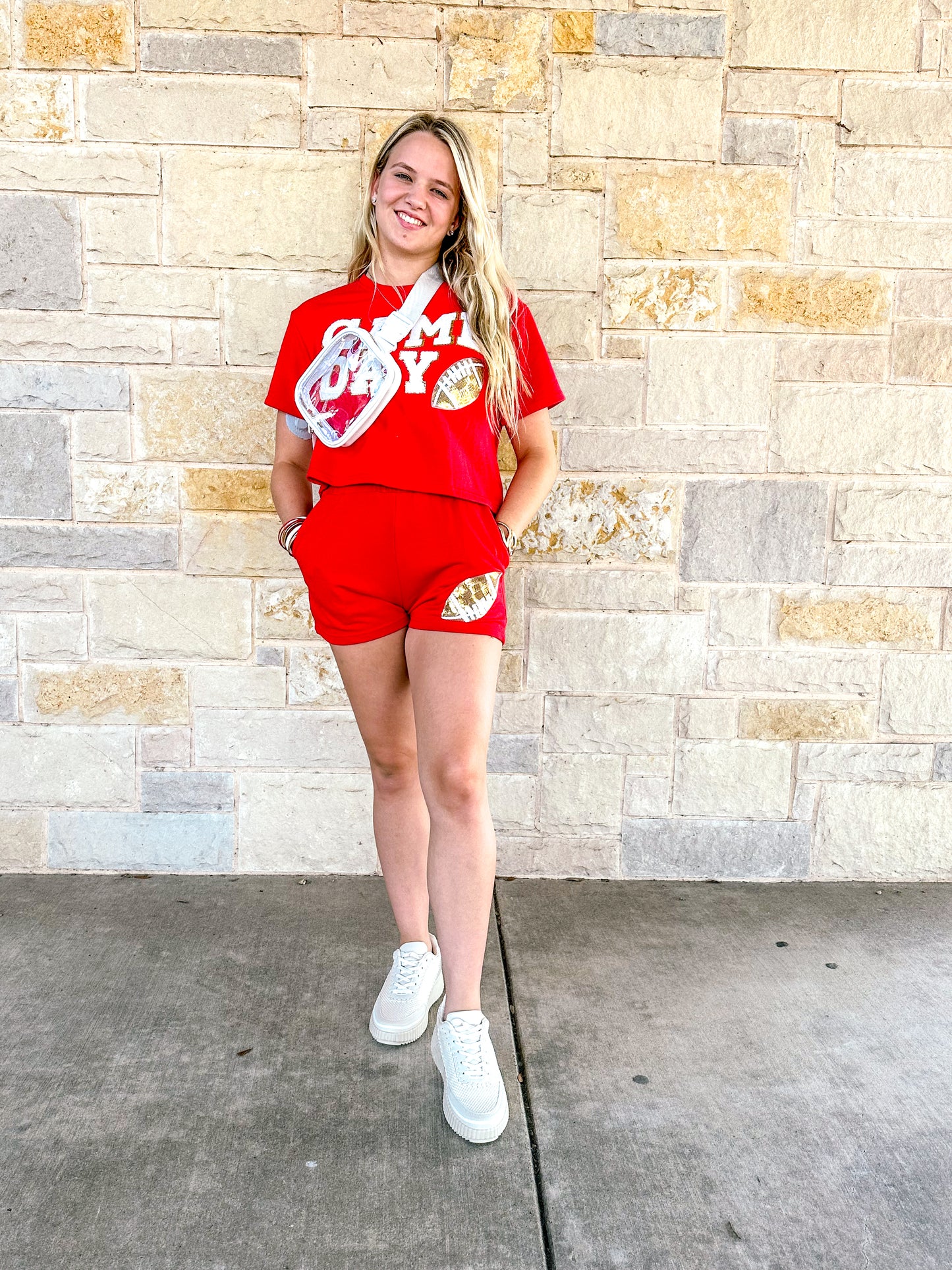 Game Day Football Patch Top and matching shorts