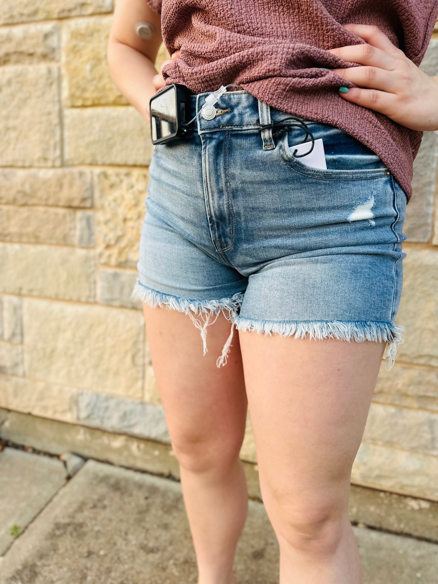 MR Raw Frayed Hem Denim Shorts