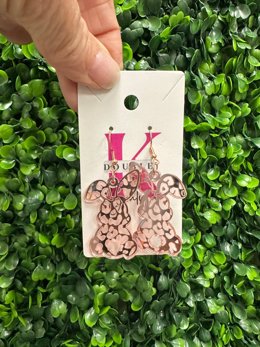 Resin Dusty Rose Bunny Earrings