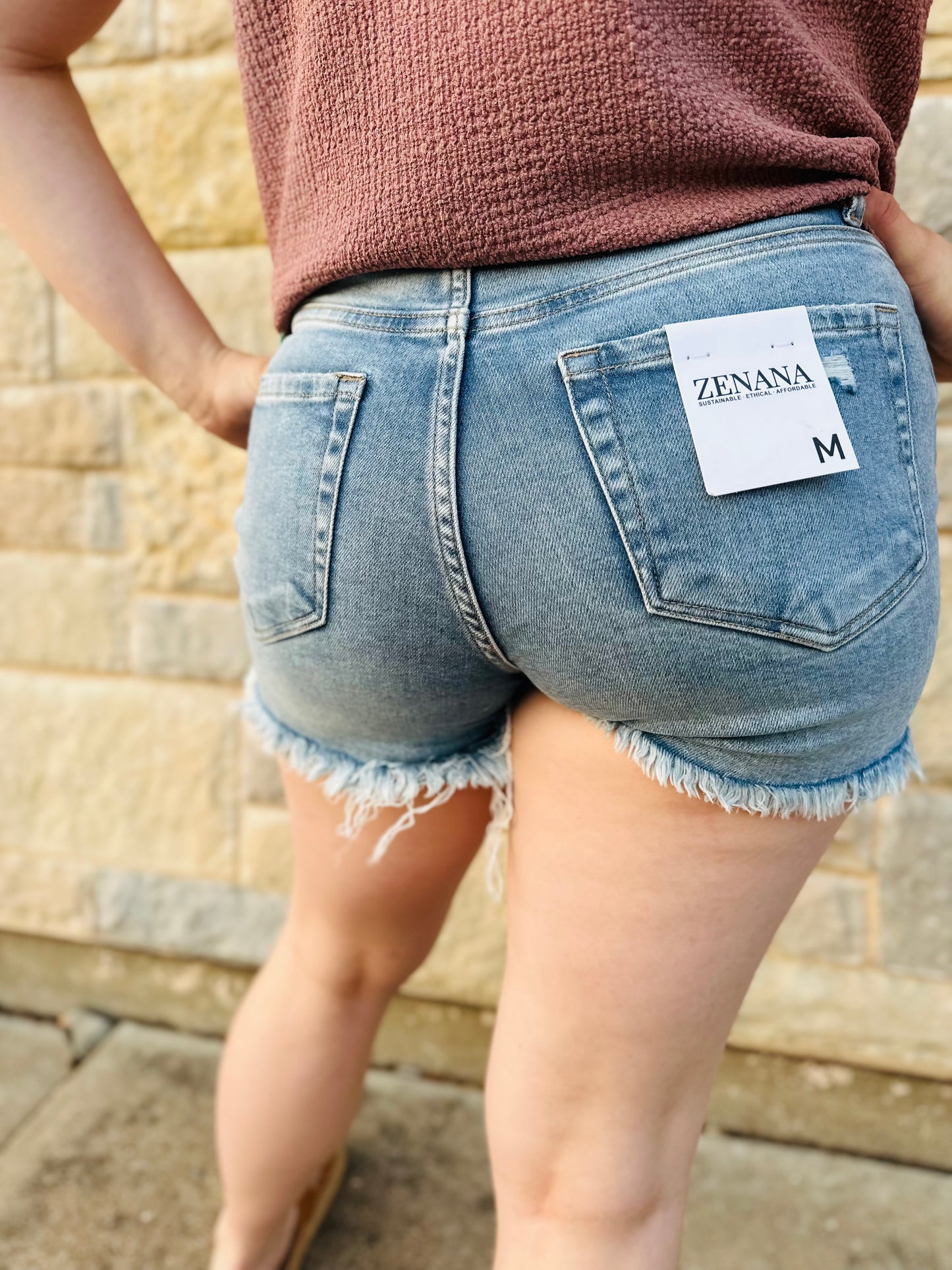 MR Raw Frayed Hem Denim Shorts
