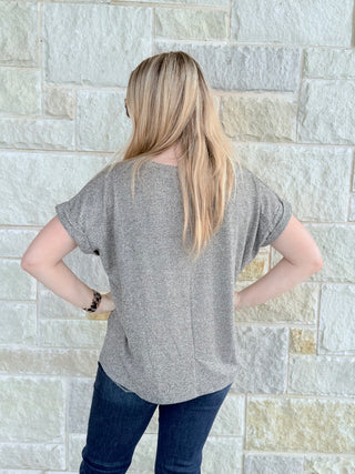 Soft Mélange Hacci Short Sleeve Top – Lightweight & Chic Everyday Basic