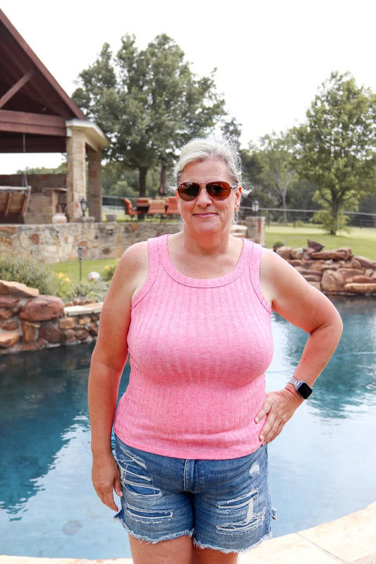 Ribbed Scoop Neck Sleeveless Top