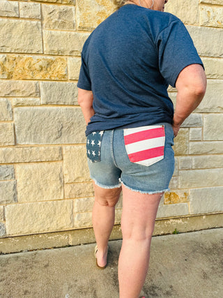 Judy Blue HW Americana Flag Print Shorts