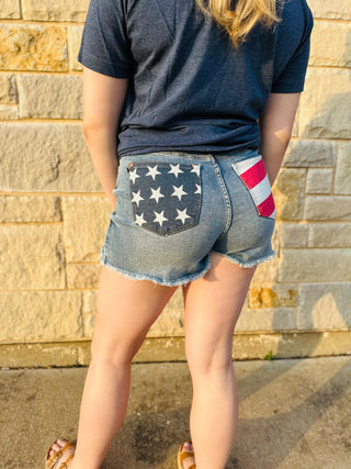 Judy Blue HW Americana Flag Print Shorts