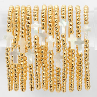 4mm Stretch Beaded Bracelet w/Cross