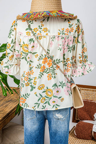 Crochet Boho Half & Long Sleeve Floral Top
