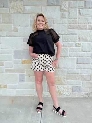 Piper Retro Polka Dot High-Waist Shorts with Pockets
