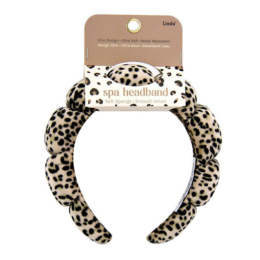 Lindo Velvet Spa Headband (Chic Cloud Design): Leopard