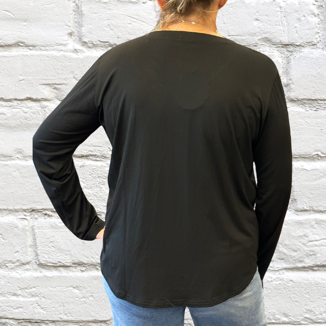 Simple Sterling Black Long Sleeve Top