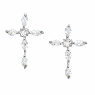 Cz Oval Cut Cross Earrings