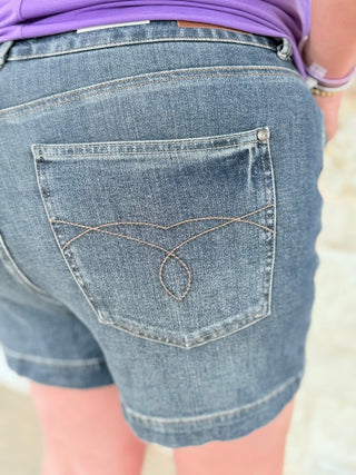 Judy Blue High - Waist Tummy Control Slim Denim Shorts - Double K Boutique, LLC