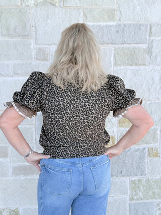 Entro Leopard Print Puff Sleeve Top