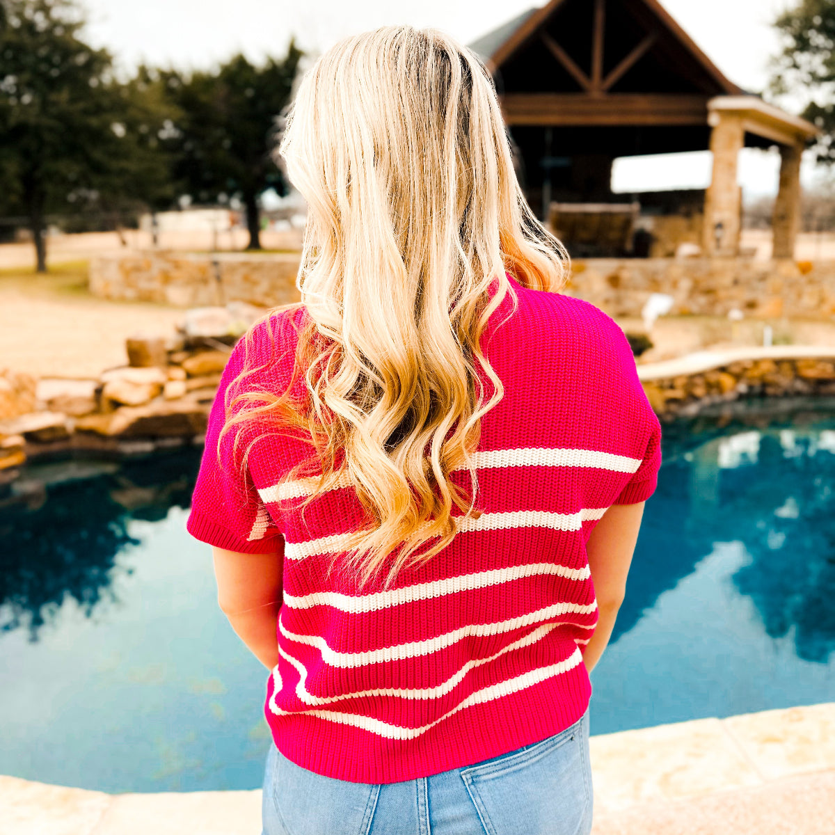 Hot Pink Stripped Sweater