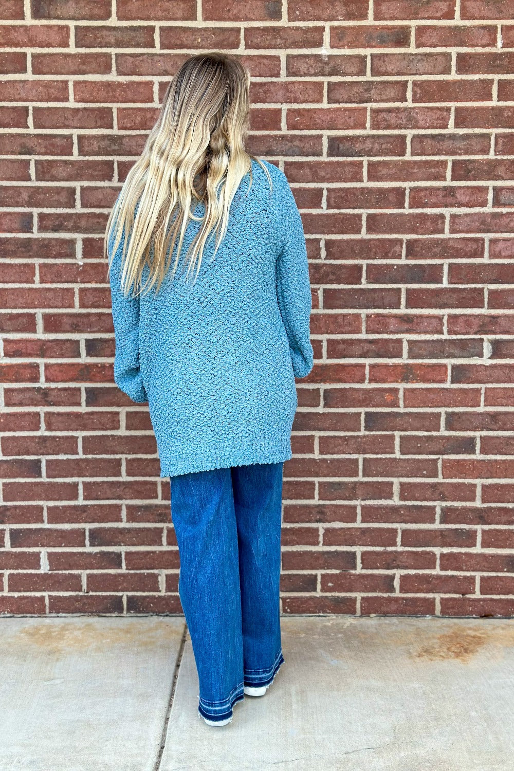 PUFF SLEEVE POPCORN CARDIGAN WITH POCKETS