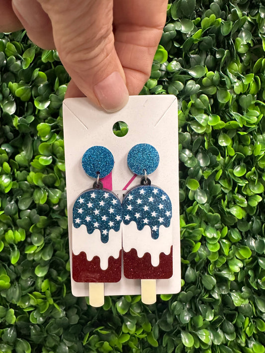 Red White and Blue Popsicle Earrings