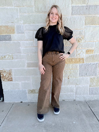 Jodifl Midnight Chic Mesh Sleeve Top - Classic Black