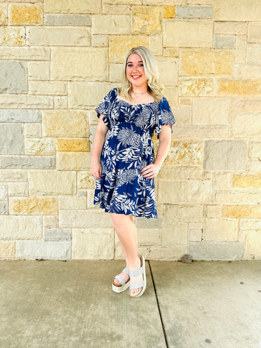 Bell Short Sleeve Smocked Mini Dress