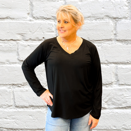 Simple Sterling Black Long Sleeve Top